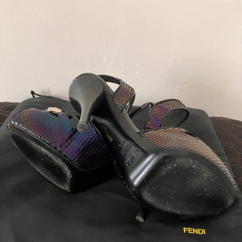 Fendi Iridescent Python-like Leather Slingbacks - Picture 12 of 15